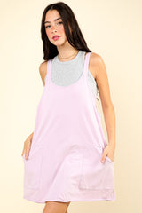 Lavender Comfy Knit Maternity Mini Dress with Shorts
