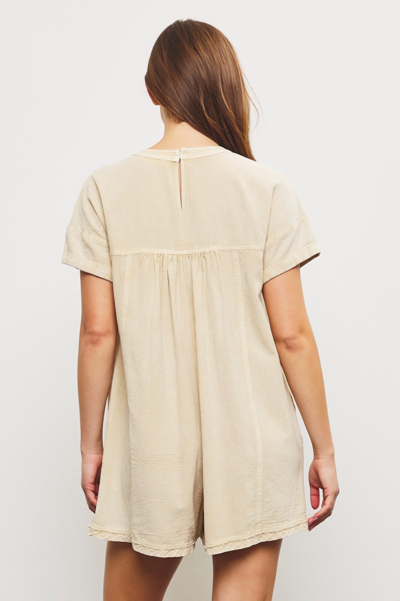 Taupe Cuffed Sleeve Romper