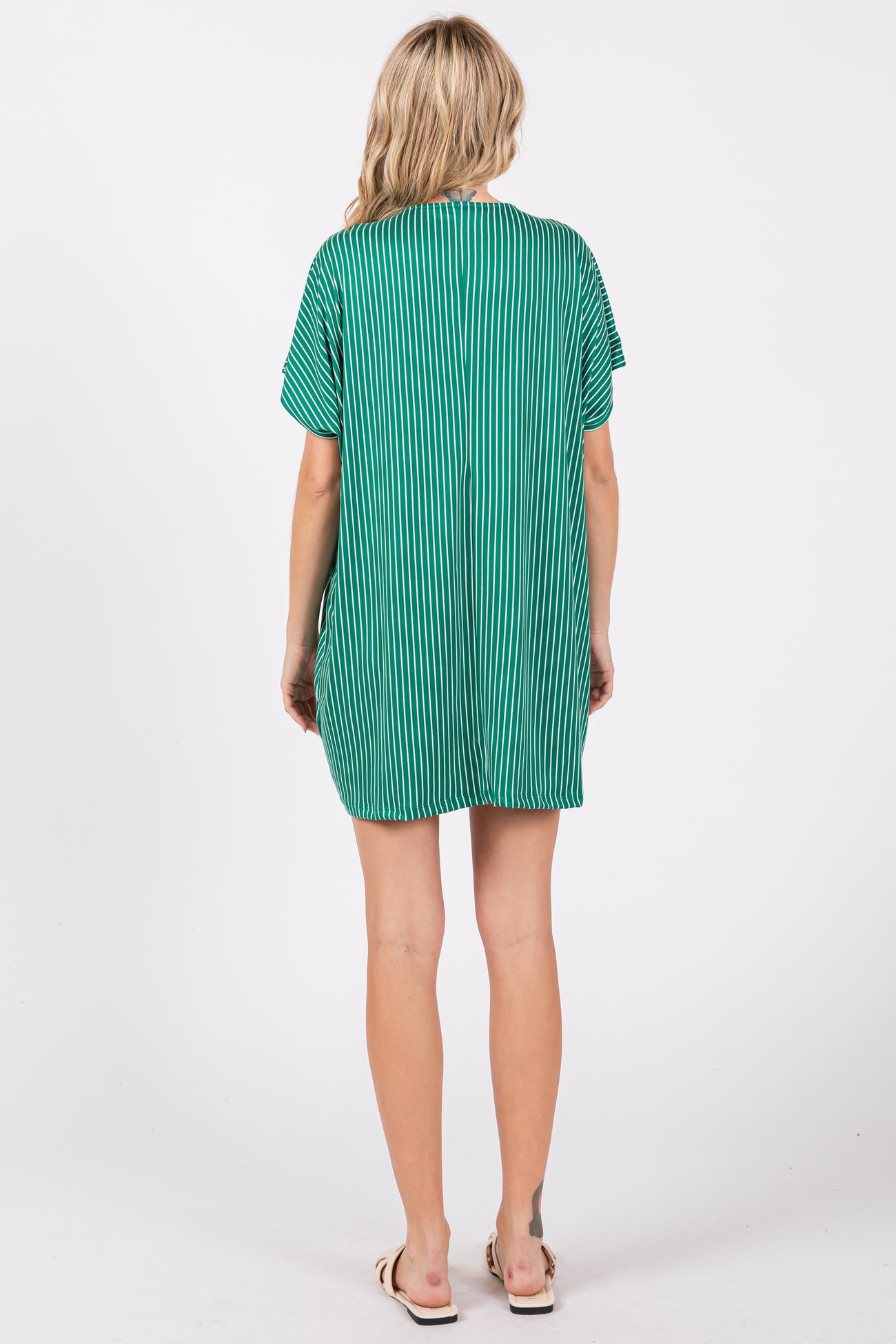 Green Striped Soft Knit Dress