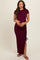 Burgundy Side Slit Maternity Maxi Dress