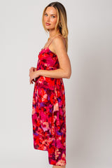 Red Sleeveless Front Twist Back Smocking Midi Dress