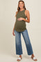 Blue Relaxed Fringe Hem Maternity Straight Leg Jeans