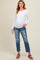 Blue Distressed Open Knee Cropped Straight Leg Maternity Jeans