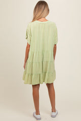 Mint Green Striped Button Front Maternity Dress