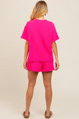 Fuchsia Ribbed Shorts Set
