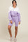 Lavender Colorblock Hoodie Shorts Set