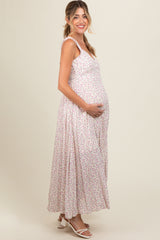 Lavender Floral Button Down Maternity Maxi Dress