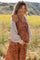Rust Paisley Side Slit Maternity Maxi Dress