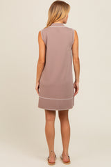 Mocha Contrast Stitch Polo Dress