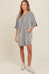 Charcoal Ribbed V-Back Romper