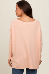 Peach Soft Knit Boatneck Dolman Sleeve Maternity Sweater