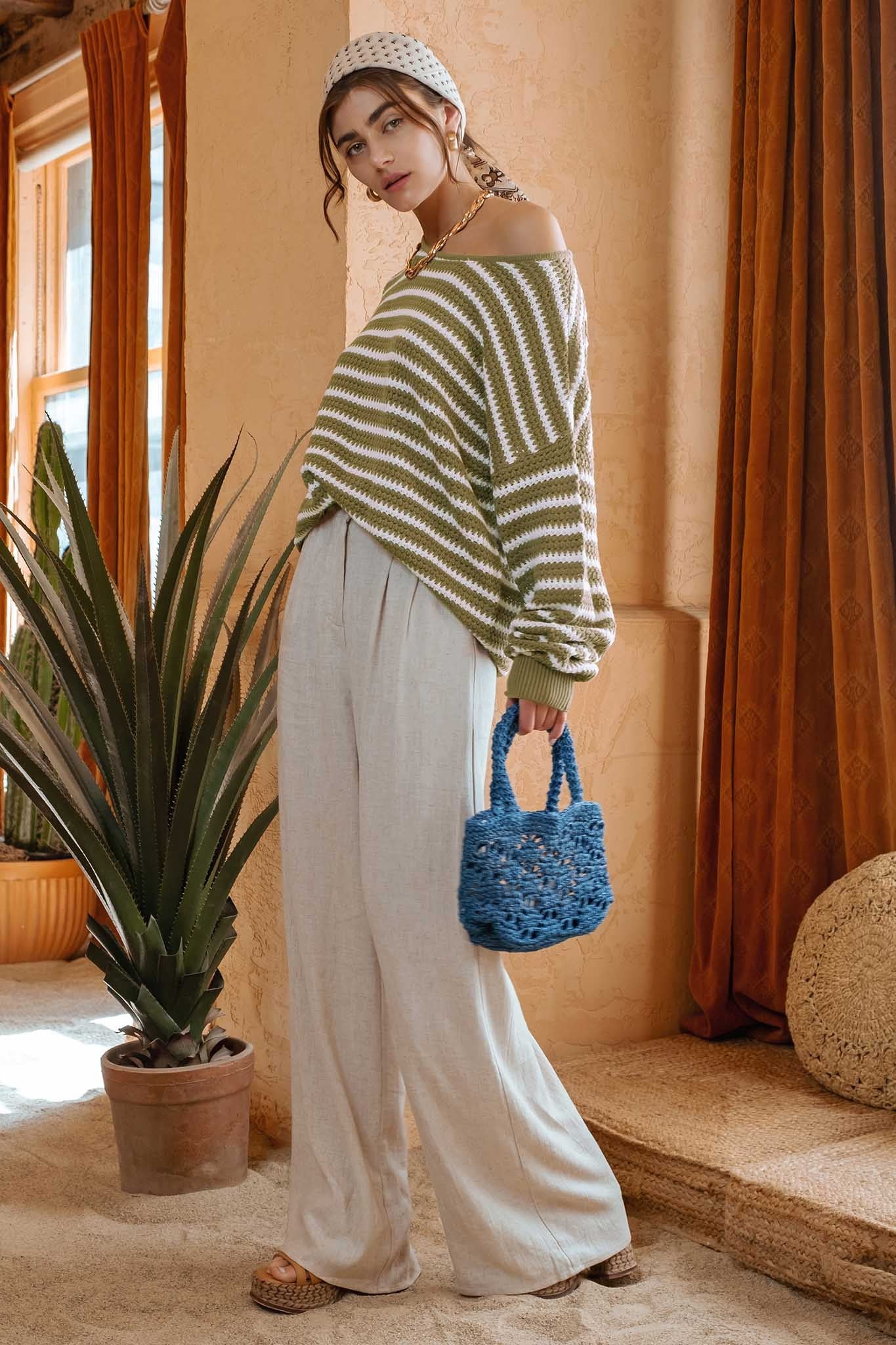 Olive Striped Sweater