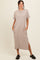 Beige Basic Side Slit Midi Dress
