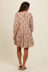 Cream Printed Maternity Mini Dress