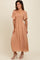 Peach Floral Smocked Button Accent Maxi Dress