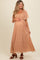 Peach Floral Smocked Button Accent Maternity Maxi Dress