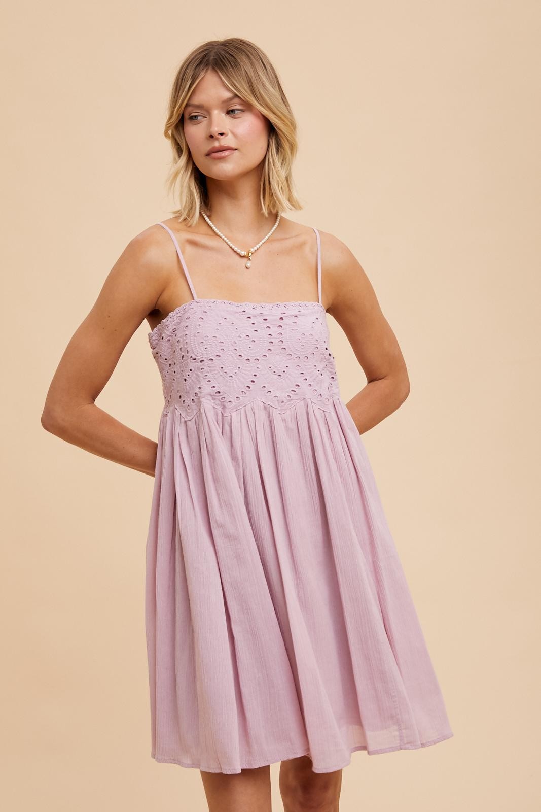 Lavender Eyelet Lace Babydoll Maternity Mini Dress