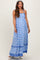 Blue Floral Shoulder Tie Maternity Maxi Dress