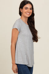 Heather Grey Basic Short Sleeve Top