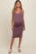 Plum Sleeveless Fitted Ruched Maternity Dress