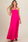 Fuchsia Front Knot Halter Maternity Maxi Dress