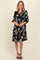 Black Floral Button Down Collared Dress