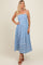 Blue Contrast Stripe Midi Dress