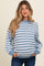 Blue Striped Crew Neck Maternity Sweater