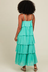 Aqua Ruffle Tiered Maxi Dress