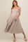 Beige Floral Embroidered Maternity Maxi Dress