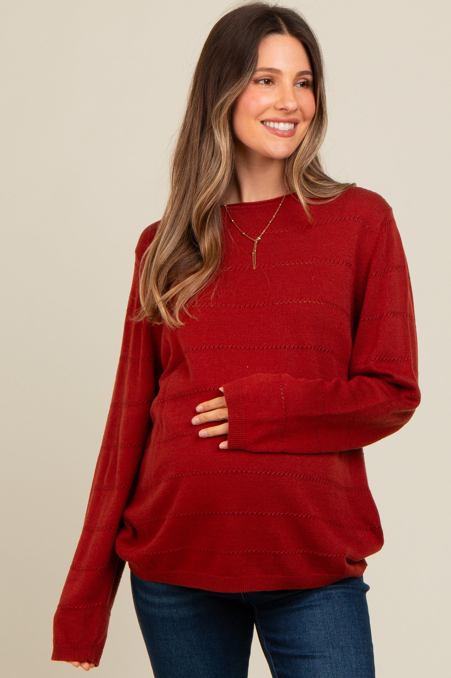 Rust Knit Maternity Sweater