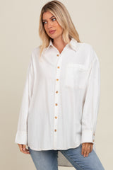 Off White Chambray Button Down Top