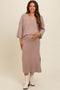 Mocha Textured Knit Top And Midi Skirt Maternity Set