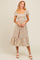 Cream Floral Smocked Ruffle Hem Midi Dress