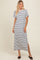 Navy Striped Side Slit Maxi Dress