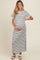 White Striped Side Slit Maternity Maxi Dress