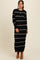 Black Striped Knit Drop Shoulder Midi Dress