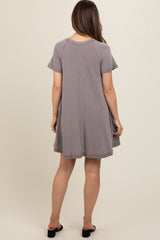 Mocha Solid T-shirt Maternity Mini Dress