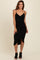Black Ruched Mesh Fitted Tulip Hem Dress