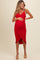 Red Ruched Mesh Fitted Maternity Tulip Hem Dress