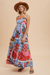 Multicolor Patchwork Floral Maternity Maxi Dress