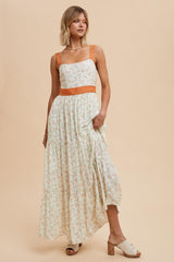 Orange Floral Contrast Sash Tie Maternity Maxi Dress