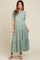 Light Olive Textured Tiered Maternity Maxi Dress