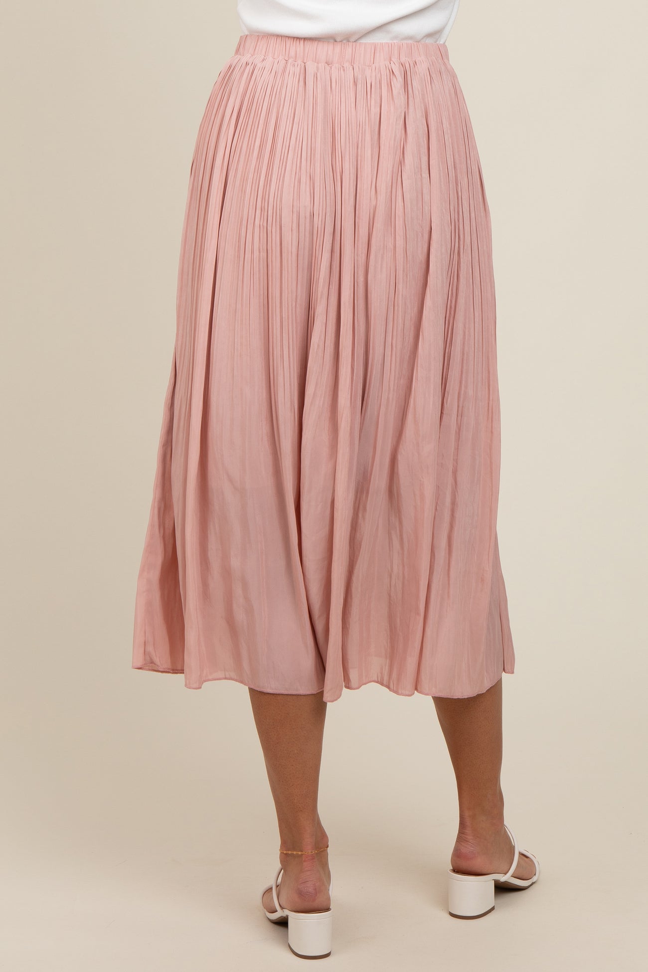 Mauve Pleated Midi Skirt