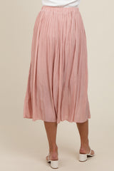 Mauve Pleated Midi Skirt