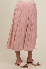 Mauve Pleated Maternity Midi Skirt