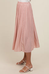 Mauve Pleated Midi Skirt