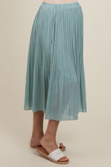 Blue Pleated Maternity Midi Skirt