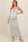 Navy Blue Printed Ribbon Detail Maternity Maxi Dress