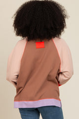 Coral Colorblock Bubble Sleeve Pullover